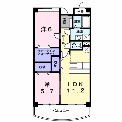 アルティス宝塚(2LDK/1階)の間取り写真