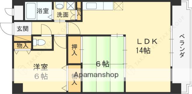 シェリール苦楽園2(2LDK/1階)の間取り写真