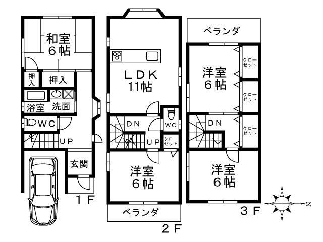 大阪メトロ御堂筋線 新金岡駅 徒歩15分 3階建 築28年(4LDK)の間取り写真