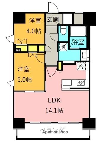 ブランシエスタ西宮(2LDK/9階)の間取り写真