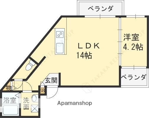 ブロンテ塚口(1LDK/2階)の間取り写真