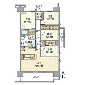 プラウドシティ塚口マークスカイ(4LDK/4階)の間取り写真