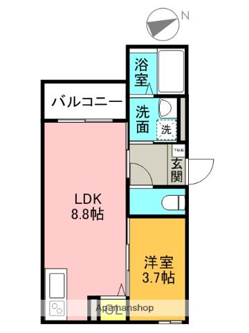 CIEL甲子園(1LDK/1階)の間取り写真