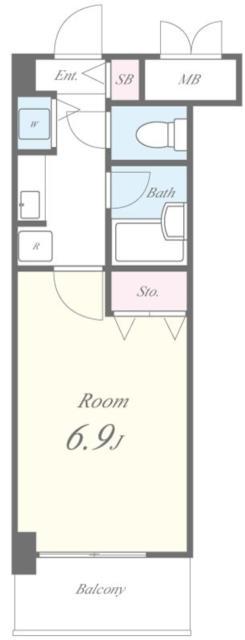 フォワイエセレスト2(1K/2階)の間取り写真