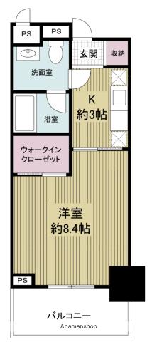 ベルファース尼崎(1K/3階)の間取り写真