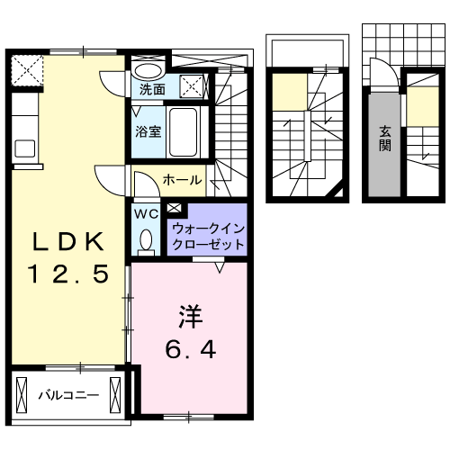 フロムワン(1LDK/3階)の間取り写真