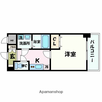 エスリード西宮北口第2(1K/4階)の間取り写真