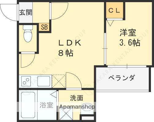 エバーグリーンTACHIBANA(1LDK/2階)の間取り写真