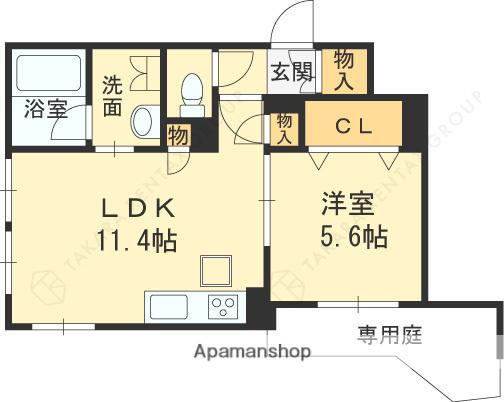 シャーメゾンべレオ塚口(1LDK/1階)の間取り写真
