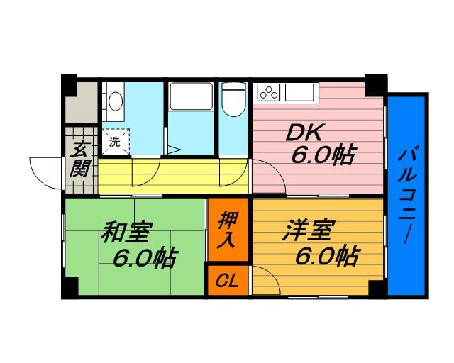 Mプラザ城東五番館(2DK/4階)の間取り写真