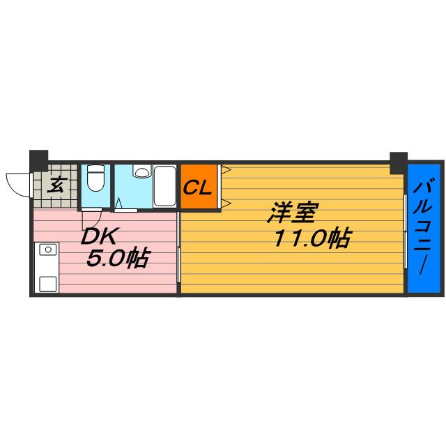 Mプラザ城東弐番館(1DK/5階)の間取り写真