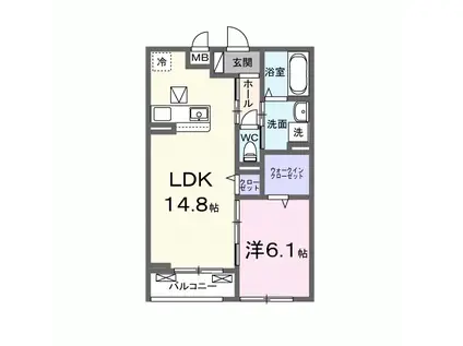 ミツボシヤマモトビレッジ(1LDK/1階)の間取り写真