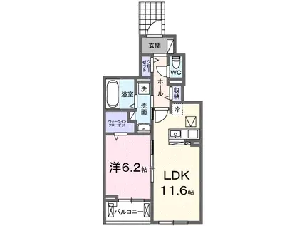 コンフォール北伊丹(1LDK/1階)の間取り写真