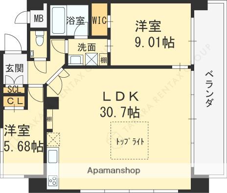 プレジオさくら夙川(2LDK/8階)の間取り写真