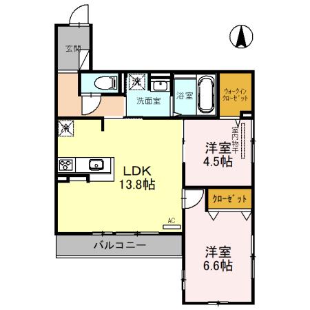 D-ROOM南塚口(2LDK/2階)の間取り写真