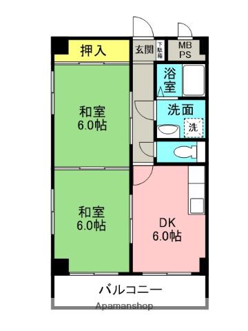 ルシャト-(2DK/3階)の間取り写真