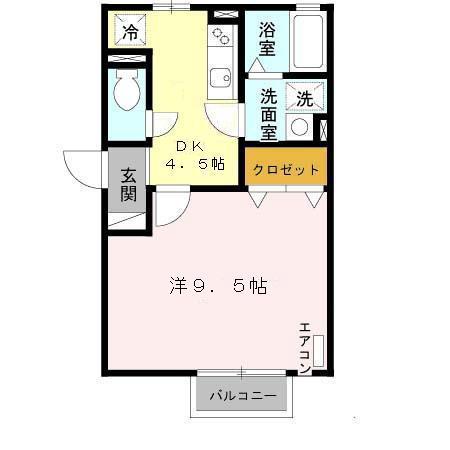 ルーベンス(1DK/2階)の間取り写真