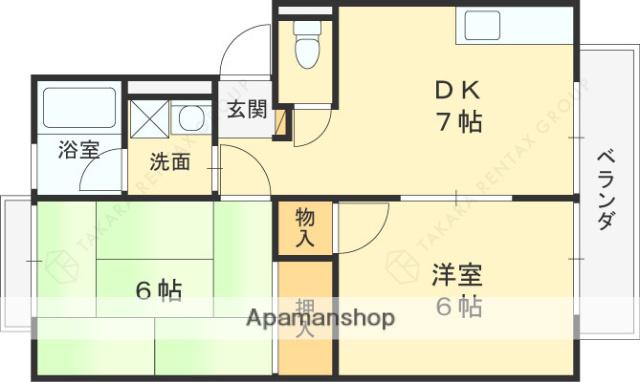 コートビレジ1(2DK/2階)の間取り写真