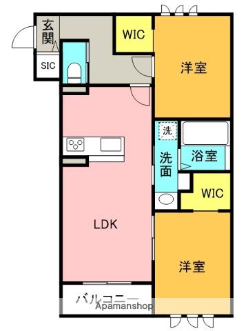 伊丹市鴻池5丁目(2LDK/2階)の間取り写真
