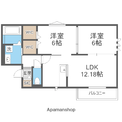 レジデンス ムコフルール(2LDK/1階)の間取り写真