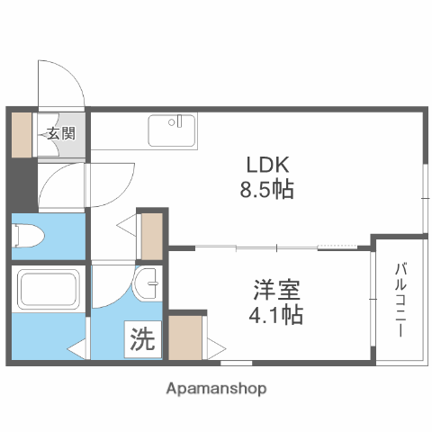 LA-CREA浜A棟(1LDK/1階)の間取り写真