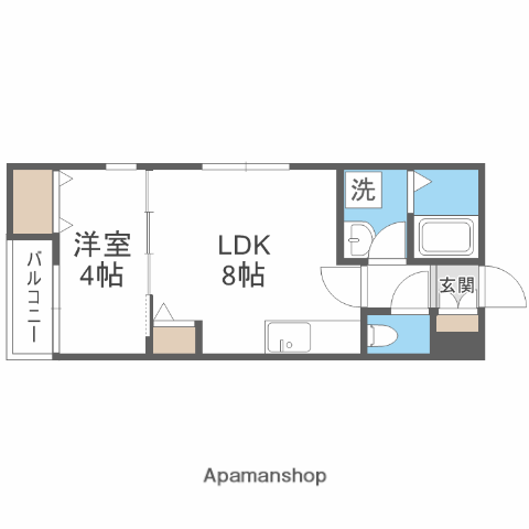 LA-CREA浜A棟(1LDK/2階)の間取り写真