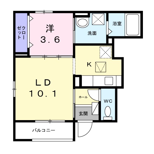 コート向田イースト(1LDK/1階)の間取り写真
