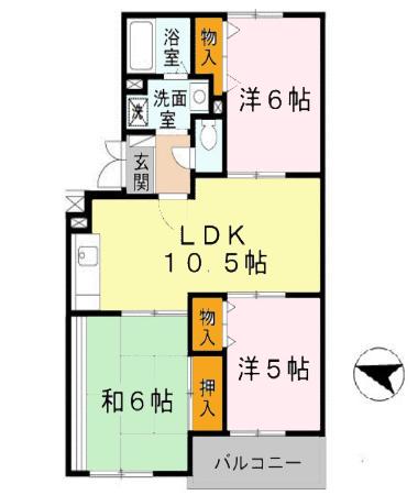 トリヴァンベール武庫川(3LDK/2階)の間取り写真