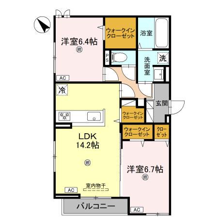 パノフグランデ(2LDK/3階)の間取り写真