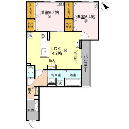 パノフグランデ(2LDK/3階)の間取り写真