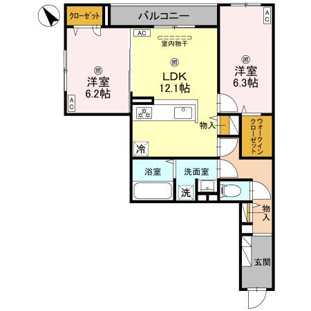 パノフグランデ(2LDK/3階)の間取り写真