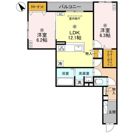 パノフグランデ(2LDK/2階)の間取り写真