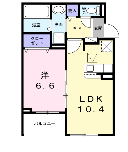 サンロイヤルⅠ(1LDK/1階)の間取り写真