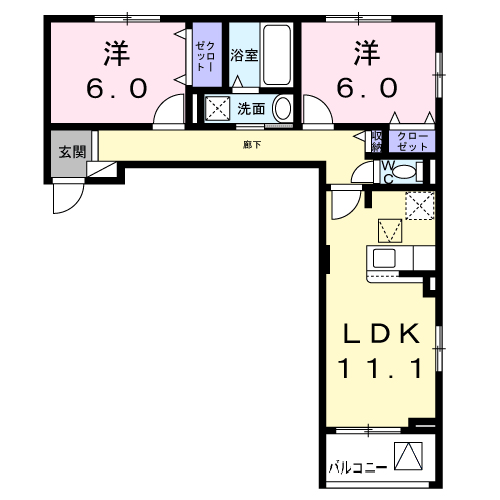 サンロイヤルⅠ(2LDK/1階)の間取り写真