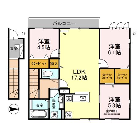 クラーラ ハウス(3LDK/2階)の間取り写真