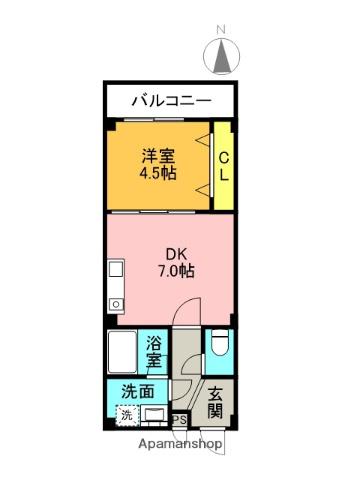 ネクステージ七松町(1DK/3階)の間取り写真