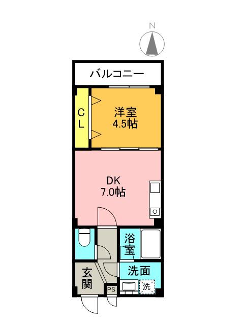 ネクステージ七松町(1DK/1階)の間取り写真
