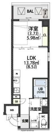 E-BONHEUR尼崎(1LDK/4階)の間取り写真