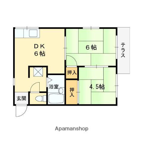 ホワイトハイツ(2DK/2階)の間取り写真
