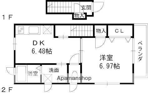 ヴァレンティア西宮北口(1DK/2階)の間取り写真