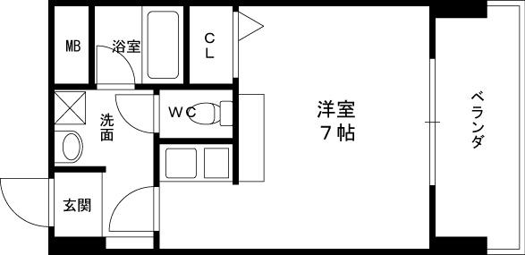 グランプラスシャトー(ワンルーム/5階)の間取り写真