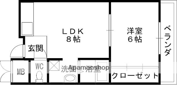 HERA(1LDK/2階)の間取り写真