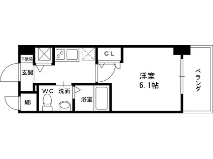 エスリード西宮北口第2(1K/2階)の間取り写真