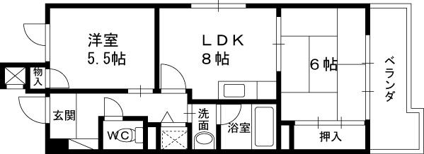パークヒルズ津田(2LDK/3階)の間取り写真