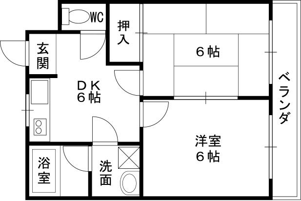 セシル富松(2DK/3階)の間取り写真