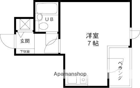 夙川羽衣町パークハイムⅡ(ワンルーム/2階)の間取り写真