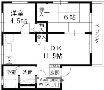 プリマベーラ芦屋(2LDK/1階)の間取り写真