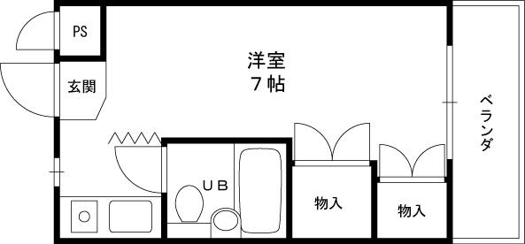 岩崎ハイツP2(ワンルーム/2階)の間取り写真
