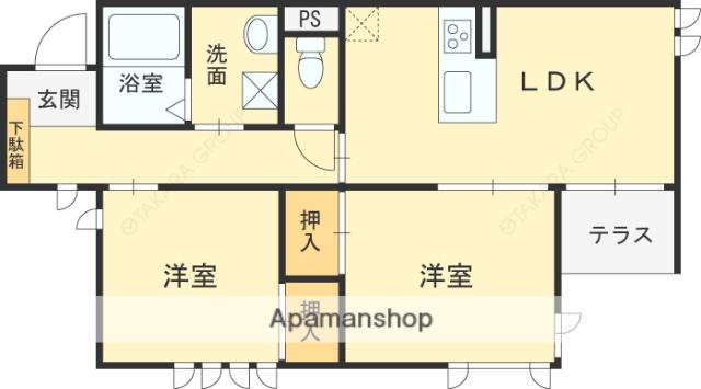 シャーメゾン安堂寺2(2LDK/1階)の間取り写真