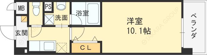 クレスト園田(1K/3階)の間取り写真